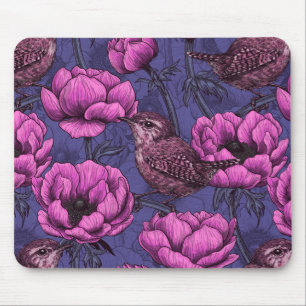 Wrens im Anemonengarten Mousepad
