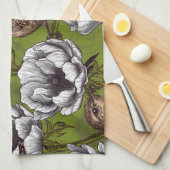 Wrens im weißen Anemonengarten Geschirrtuch (Viertel Falte)