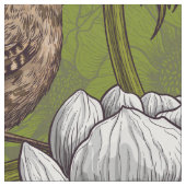 Wrens im weißen Anemonengarten Stoff (Nahaufnahme)