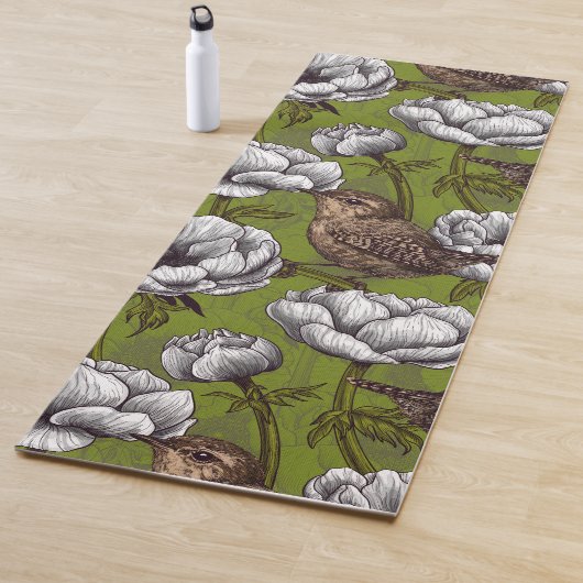 Wrens im weißen Anemonengarten Yogamatte (Beispiel)