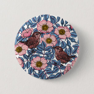 Wrens in den Rose Button