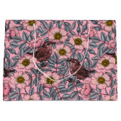 Wrens in den Rose Große Geschenktüte (Vorderseite)