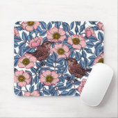 Wrens in den Rose Mousepad (Mit Mouse)
