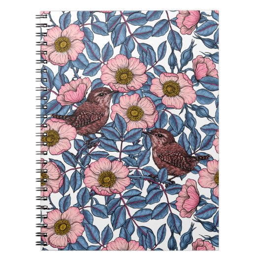 Wrens in den Rose Notizblock (Vorderseite)