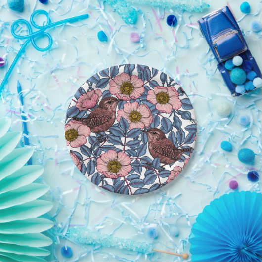 Wrens in den Rose Pappteller (Party)