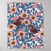 Wrens in den Rose Poster (Vorne)