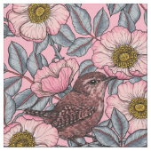 Wrens in den Rose Stoff (Nahaufnahme)