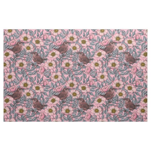 Wrens in den Rose Stoff (Fat Quarter (45,7 x 55,9 cm))