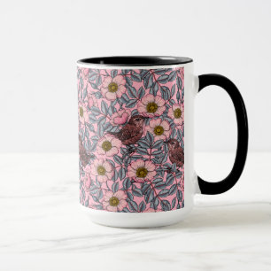Wrens in den Rose Tasse