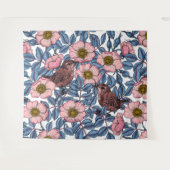 Wrens in den Rose Wandteppich (Vorderseite (Horizontal))