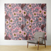 Wrens in den Rose Wandteppich (Beispiel (Horizontal))