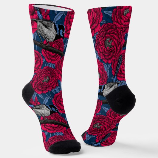 Wrens in the peonies socken (Gewinkelt)