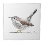 Wrens Rustikale Vintage Küchen Vögel Woodlands Wre Fliese<br><div class="desc">Vogelgeflügel. Holz-Tier. Tierkunst. Original Aquarellmalerei. Niedliche braune britische Vogelfarben. Kunstwerke.</div>