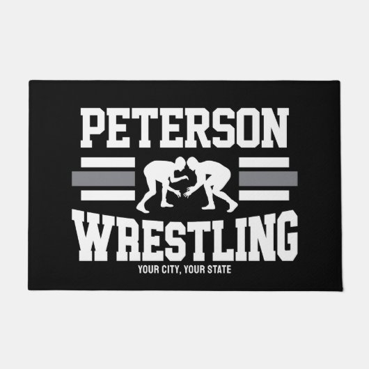 Wrestler ADNAME School Athlete Wrestling Team Fußmatte (Vorderseite)