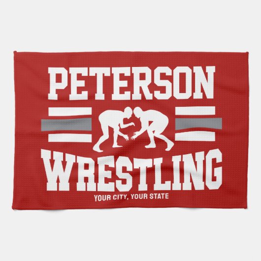 Wrestler ADNAME School Athlete Wrestling Team Geschirrtuch (Horizontal)