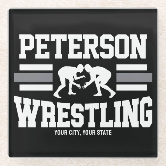 Wrestler ADNAME School Athlete Wrestling Team Glasuntersetzer (Vorderseite)