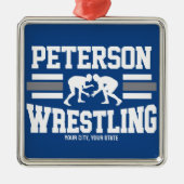 Wrestler ADNAME School Athlete Wrestling Team Ornament Aus Metall (Vorne)
