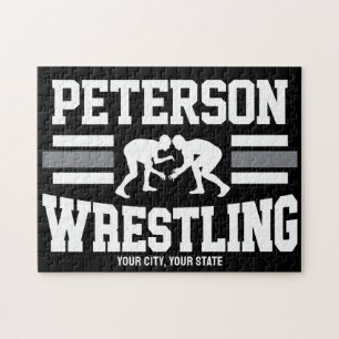 Wrestler ADNAME School Athlete Wrestling Team Puzzle