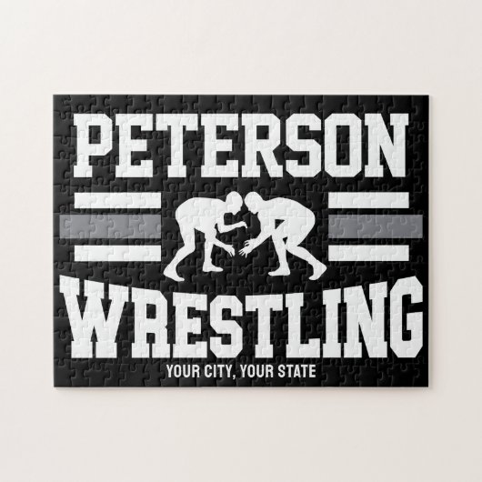 Wrestler ADNAME School Athlete Wrestling Team Puzzle (Horizontal)