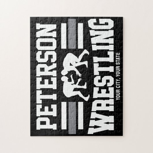 Wrestler ADNAME School Athlete Wrestling Team Puzzle (Vertikal)