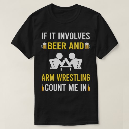 Wrestler-Armbanduhr für Bier und Arme-Wrestling T-Shirt (Design vorne)