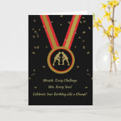 Wrestler Birthday Black Gold und Red Medal Champ Karte (Gelbe Blume)