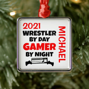 Wrestler Lieben spielen Videospiele CUSTOM Ornament Aus Metall