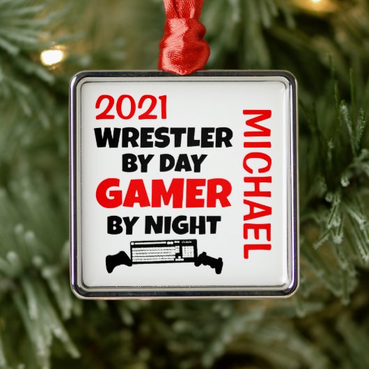 Wrestler Lieben spielen Videospiele CUSTOM Ornament Aus Metall (Baum)