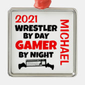 Wrestler Lieben spielen Videospiele CUSTOM Ornament Aus Metall (Vorne)