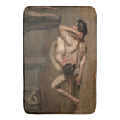 Wrestler (von Thomas Eakins) Badematte (Vorderseite Vertikal)