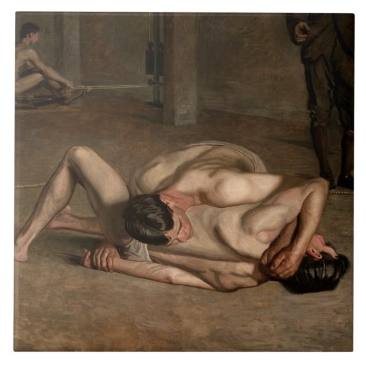 Wrestler (von Thomas Eakins) Fliese (Vorderseite)