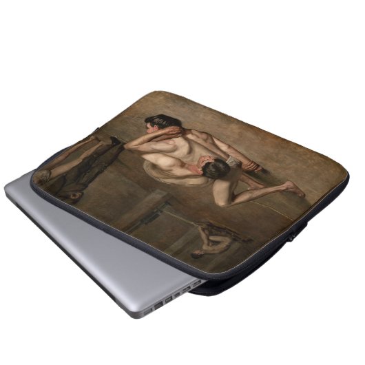 Wrestler (von Thomas Eakins) Laptopschutzhülle (Vorne Knopf)
