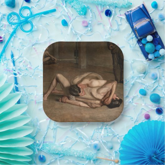 Wrestler (von Thomas Eakins) Pappteller (Party)