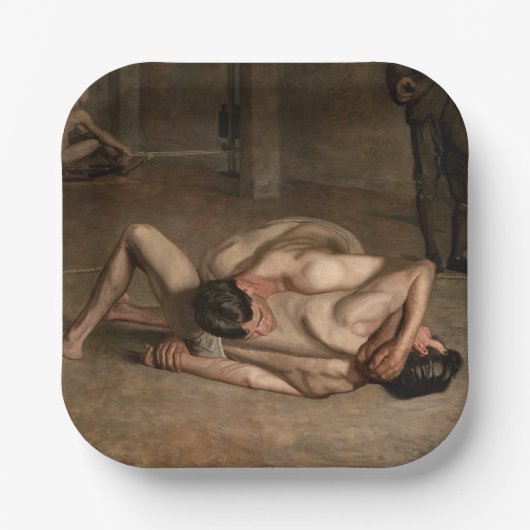 Wrestler (von Thomas Eakins) Pappteller (Vorderseite)
