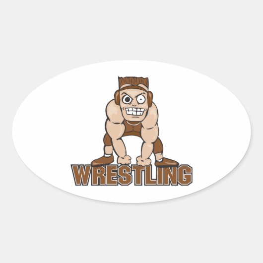 Wrestler-Wrestling Ovaler Aufkleber (Vorderseite)