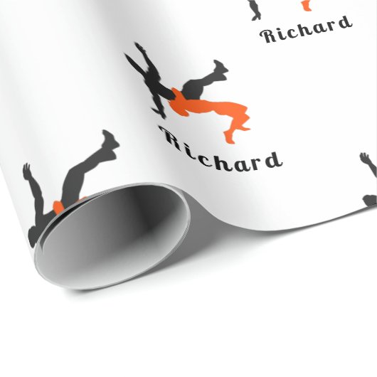 Wrestler Wrestling Silhouetten Sport Individuelle Geschenkpapier (Rolleneckpunkt)