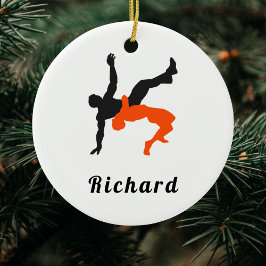 Wrestler Wrestling Silhouetten Sport Individuelle  Keramik Ornament
