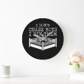 Wrestlers Girls Jungs, die ich Button Große Wanduhr (Zuhause)
