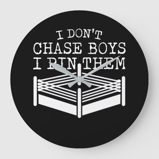 Wrestlers Girls Jungs, die ich Button Große Wanduhr (Vorderseite)