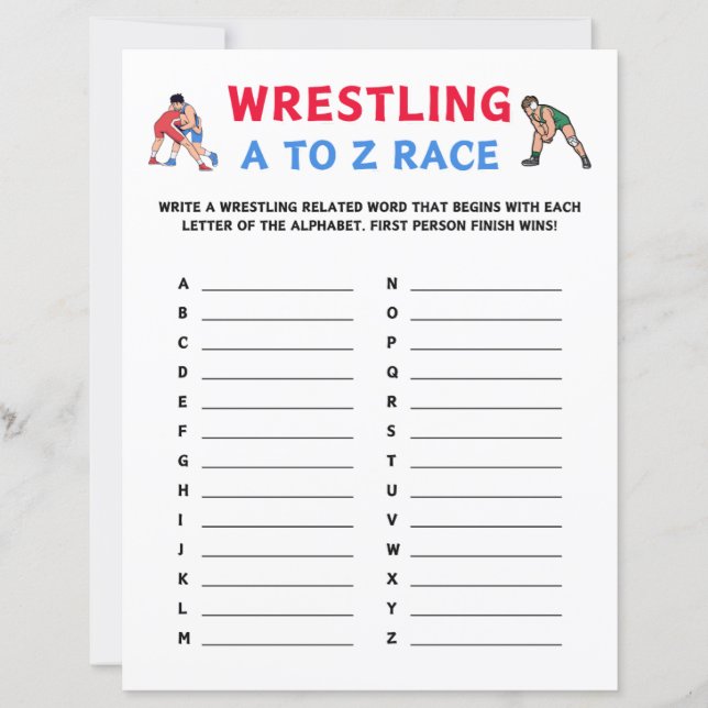 Wrestling A bis Z Race Game (Vorderseite)