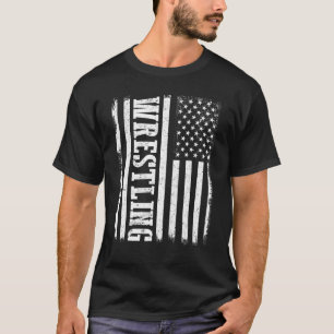 Wrestling American Flag Vintag Highschool Sport B T-Shirt