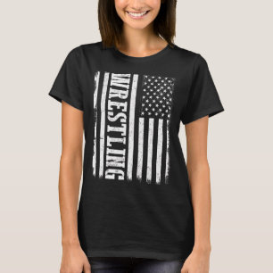 Wrestling American Flag Vintag Highschool Sport B T-Shirt