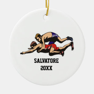 Wrestling auf der Matten-Weihnachtsverzierung Keramik Ornament