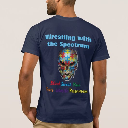 Wrestling Autismus Bewusstsein T-Shirt (Rückseite)