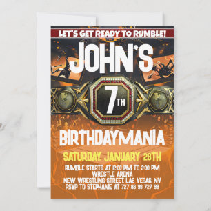 Wrestling Birthday Party Einladung Thema