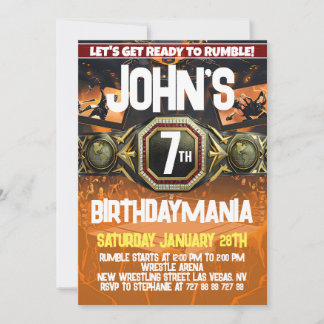 Wrestling Birthday Party Einladung Thema