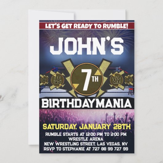 Wrestling Birthday Party Einladung Thema (Vorderseite)