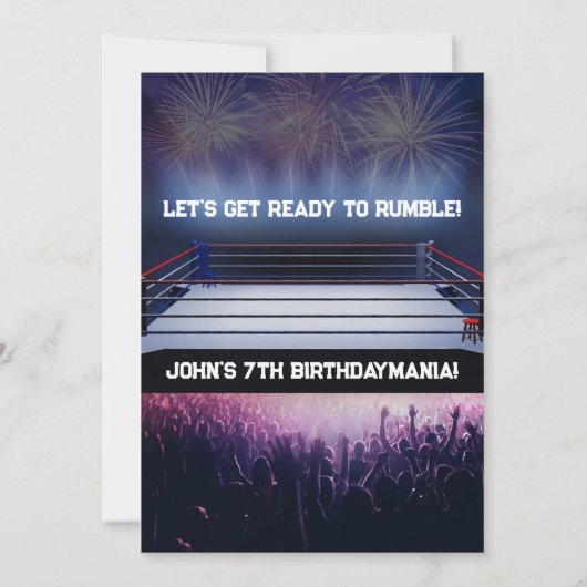 Wrestling Birthday Party Einladung Thema (Rückseite)