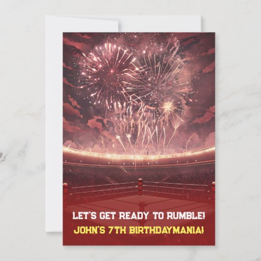 Wrestling Birthday Party Einladung Thema (Rückseite)