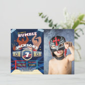 Wrestling Birthday Wrestle Ring kämpfen Foto Einladung (Stehend Vorderseite)